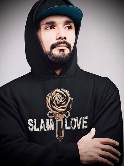 Slam Love (Gold) Front - Overcast Black Hoodie