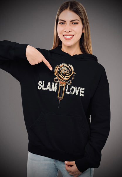 Slam Love (Gold) Front - Overcast Black Hoodie