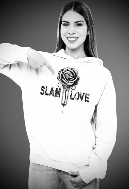 Slam Love (Noir) Front - Overcast White Hoodie
