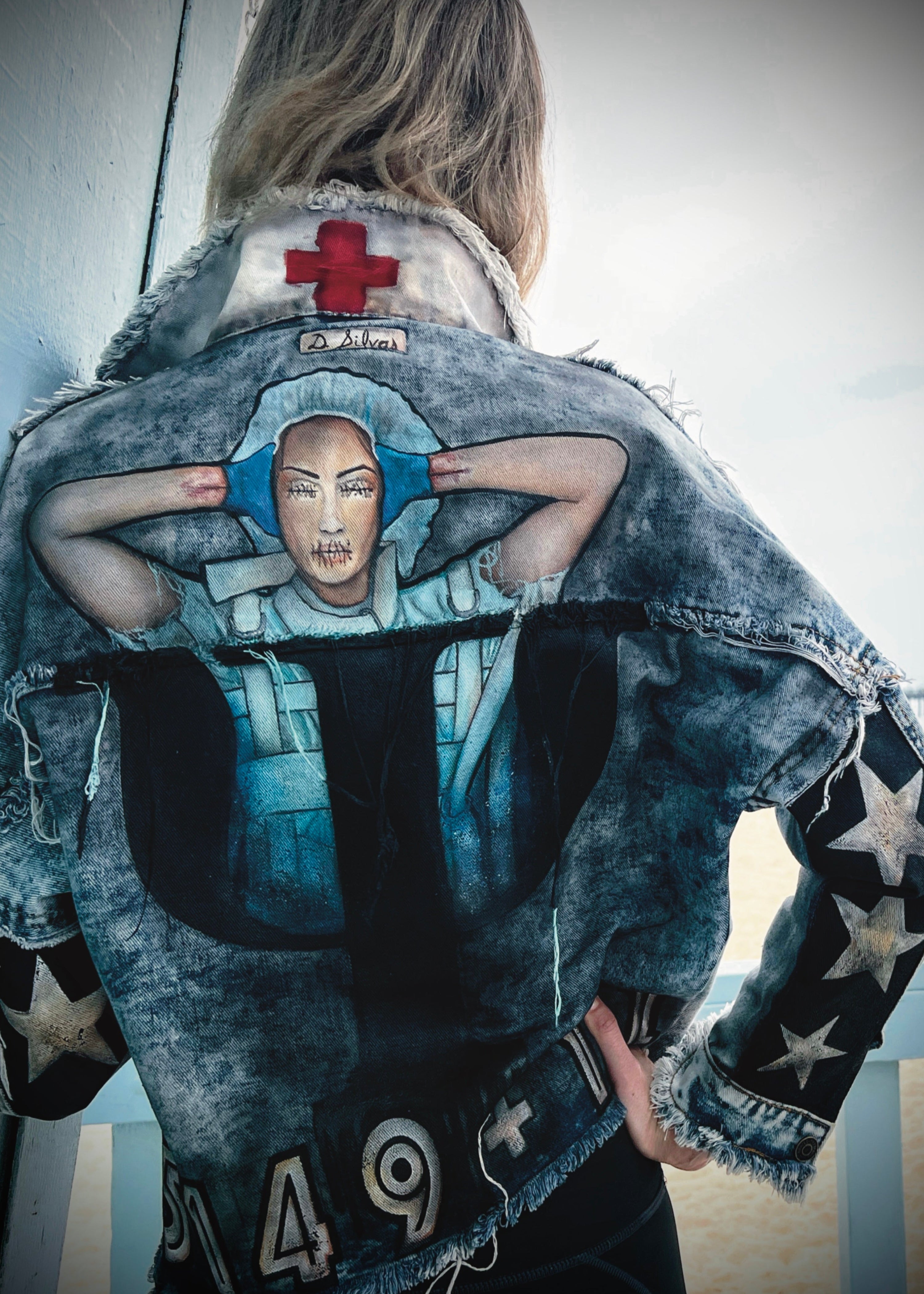 5149.5 - Distressed + Cropped 100% Cotton Denim Jacket
