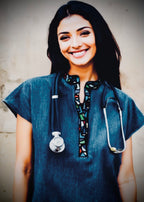 Women’s Stained Glass Mandarin Scrub Top & Skinny Scrub Pants