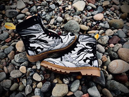 Pink Ribbon (Noir) - Art Boots For Women