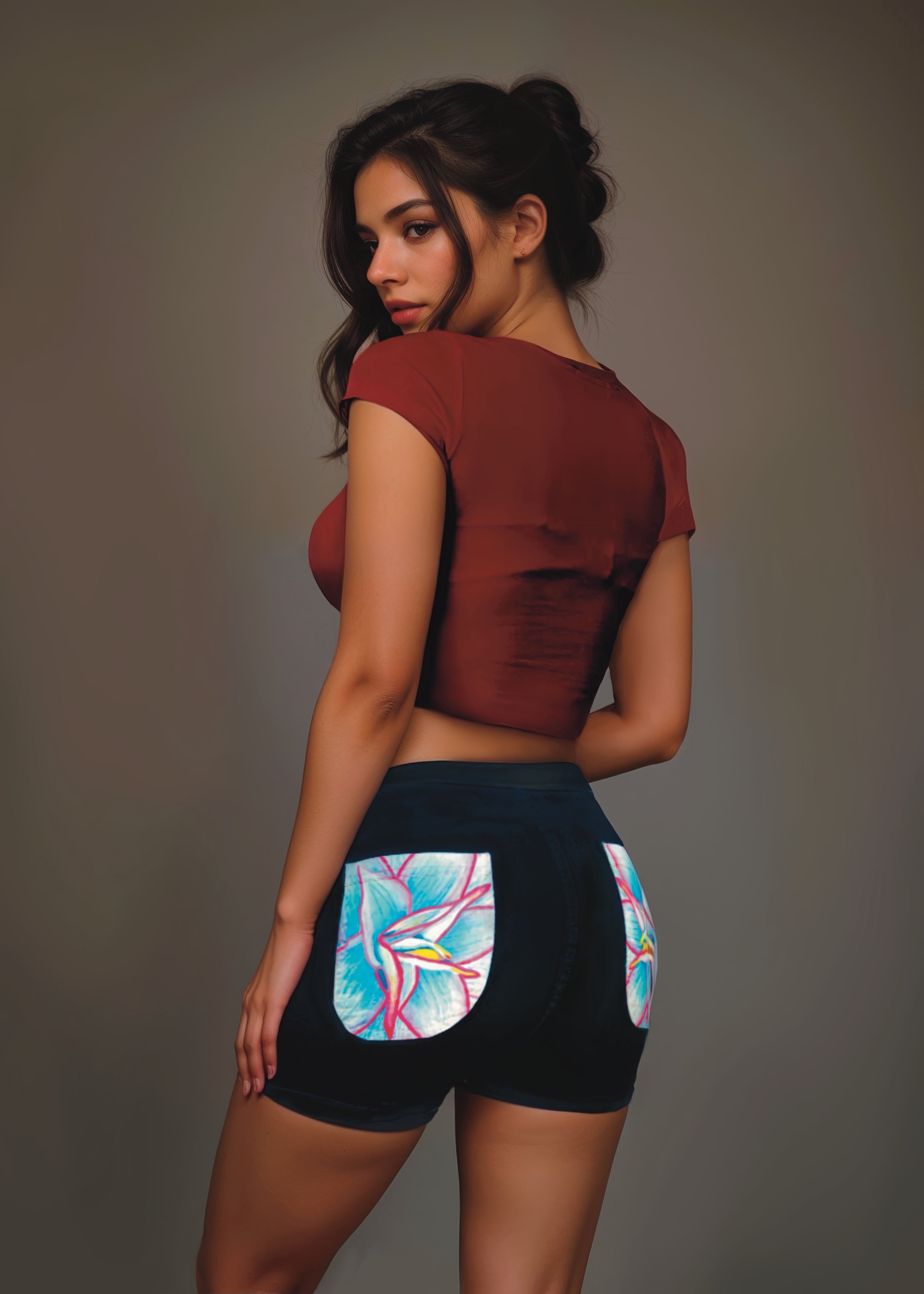 Pastel Succulent - Vintage 100% Cotton Denim Shorts