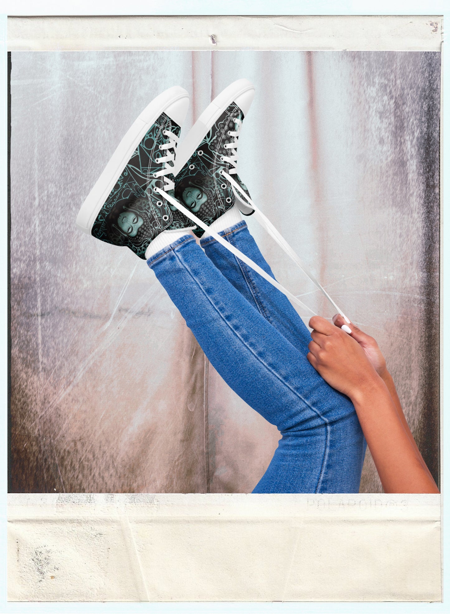 Buddha (Noir) - Women’s High-Top Canvas Shoes