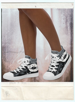 Fire (Noir) - Women’s High-Top Canvas Shoes