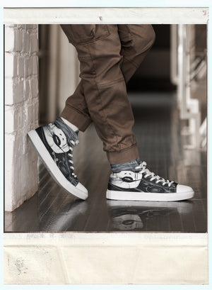 Fire (Noir) - Men’s High-Top Canvas Shoes
