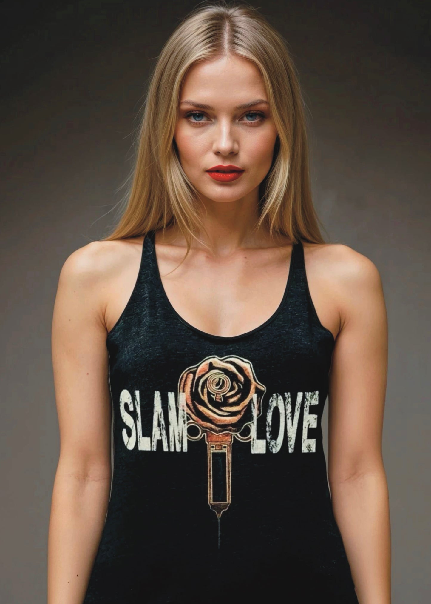 Slam Love - Gold Rose - Women's Racerback Tank - Vintage Black