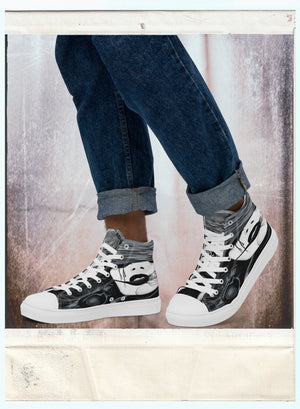 Fire (Noir) - Men’s High-Top Canvas Shoes