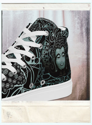 Buddha (Noir) - Women’s High-Top Canvas Shoes