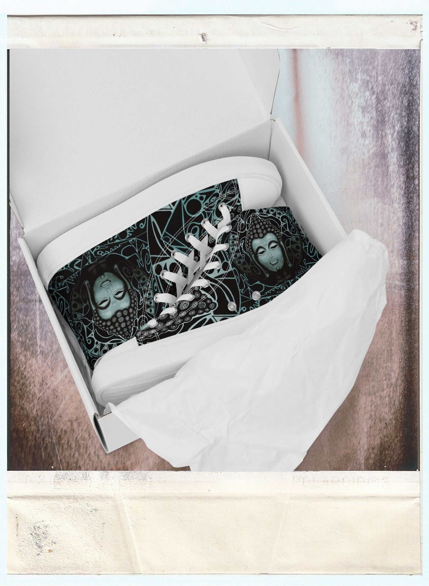 Buddha (Noir) - Women’s High-Top Canvas Shoes