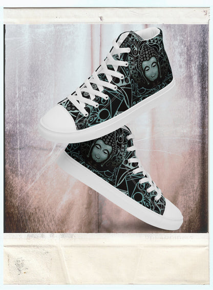 Buddha (Noir) - Women’s High-Top Canvas Shoes