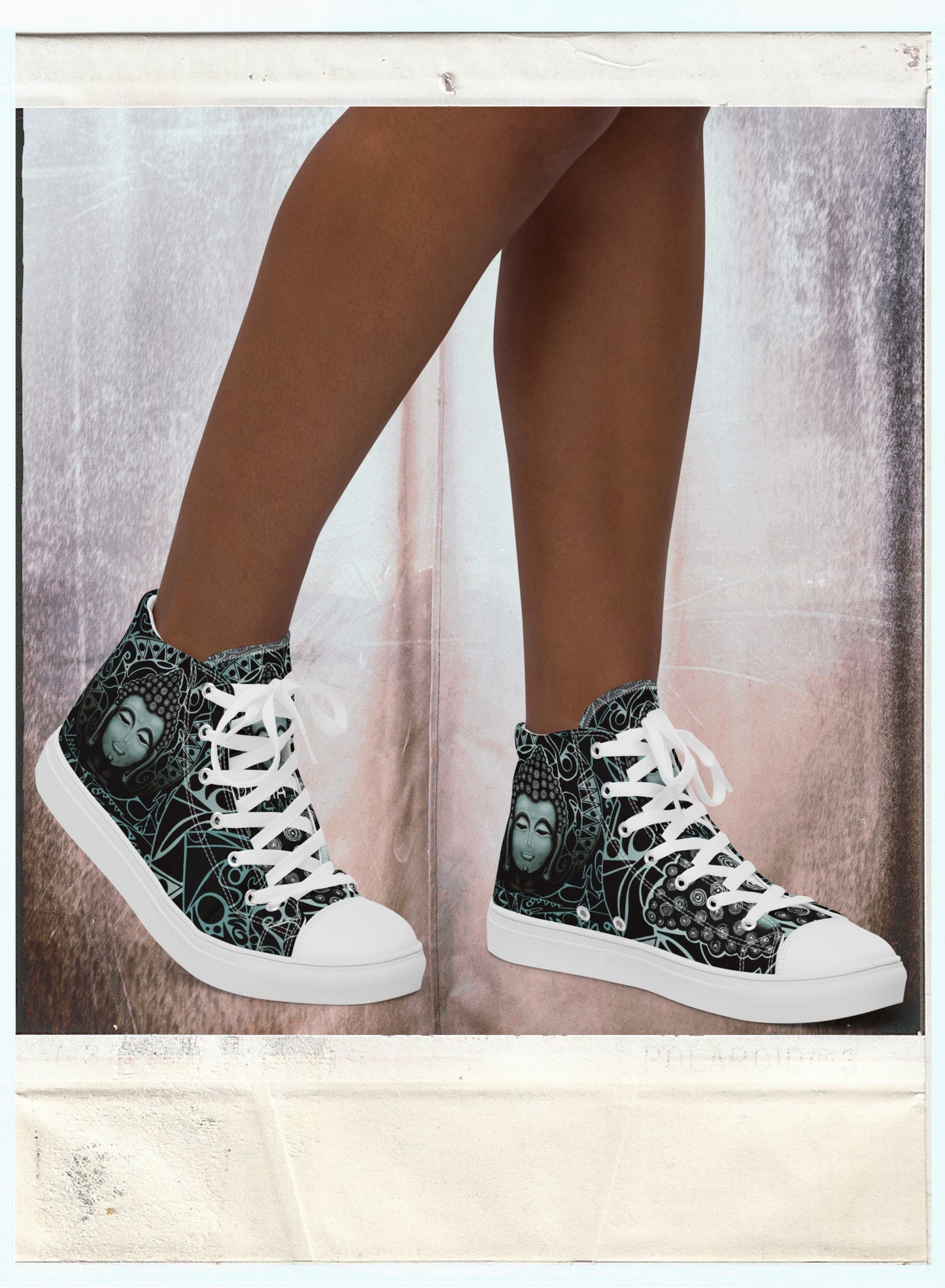 Buddha (Noir) - Women’s High-Top Canvas Shoes