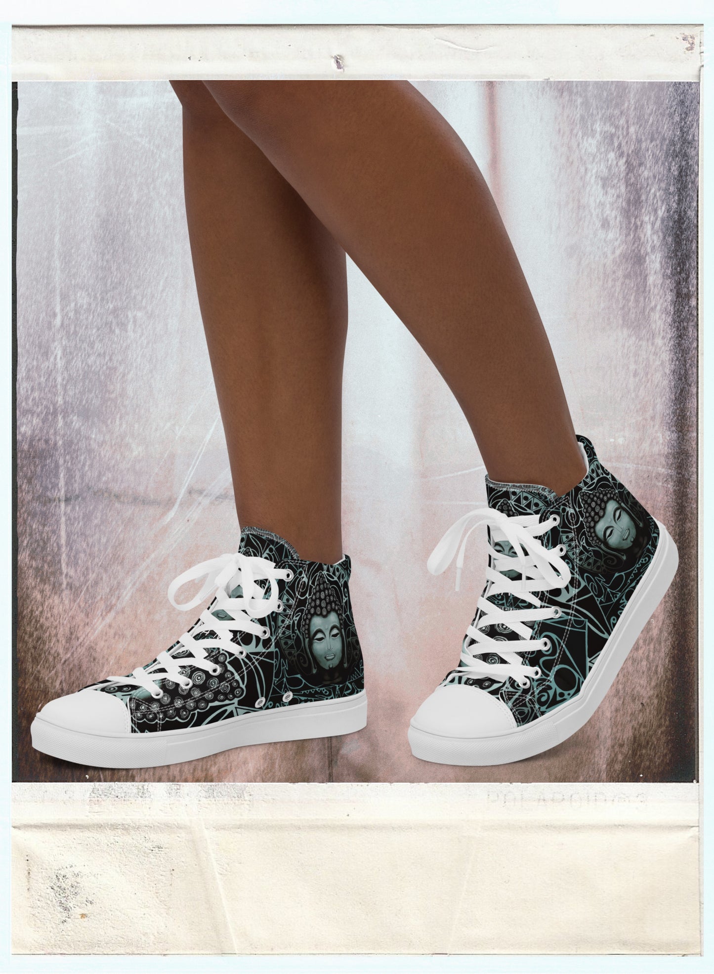 Buddha (Noir) - Women’s High-Top Canvas Shoes