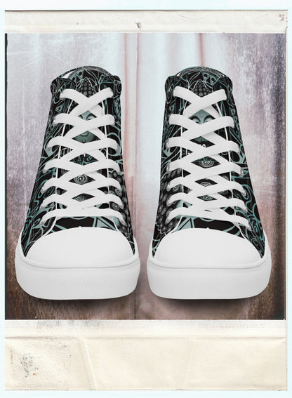 Buddha (Noir) - Women’s High-Top Canvas Shoes