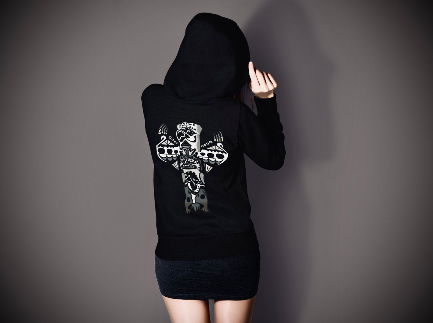 Eagle Totem (Noir) - Overcast Black Hoodie
