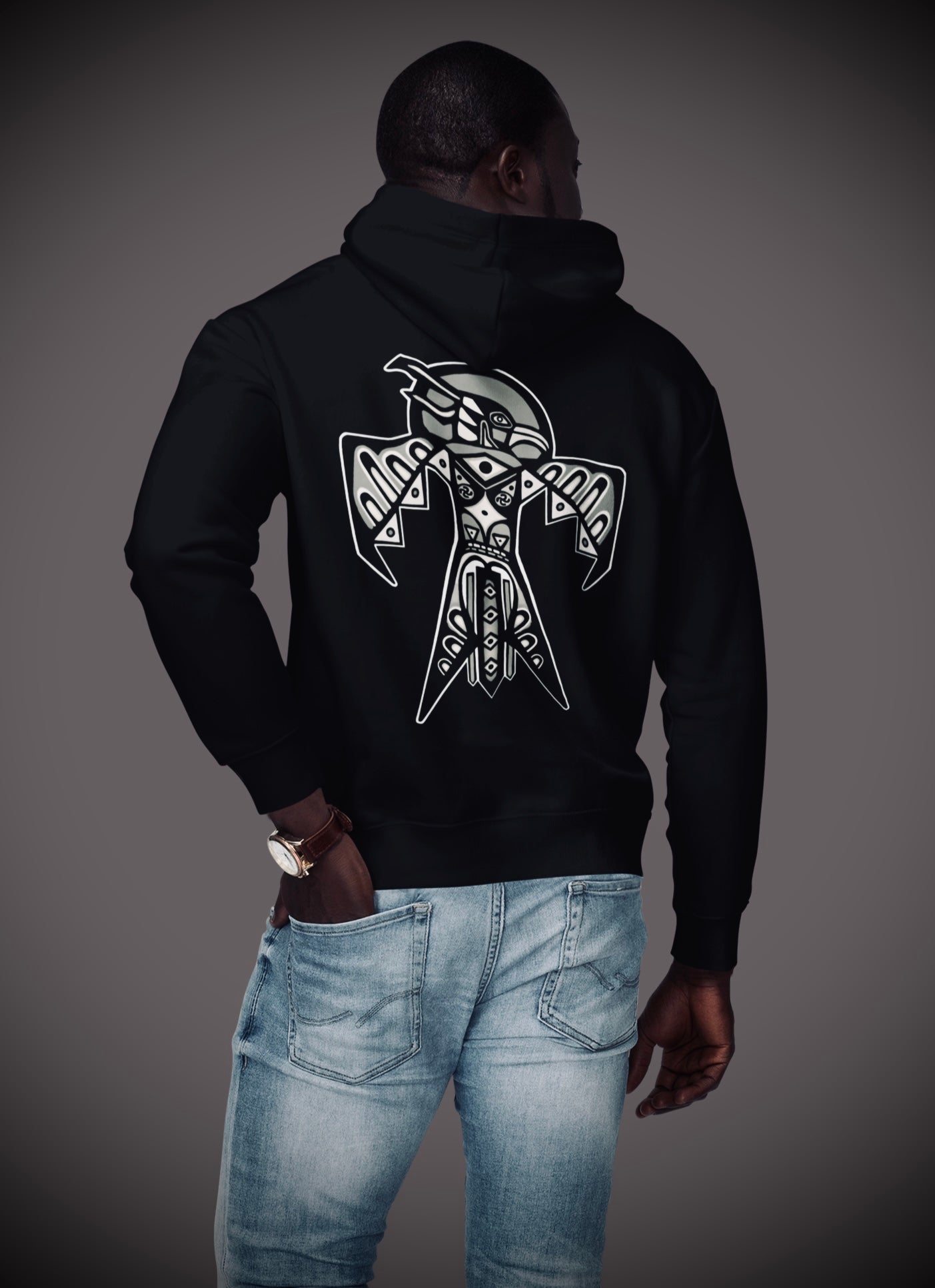 Thunderbird (Noir) - Overcast Black Hoodie