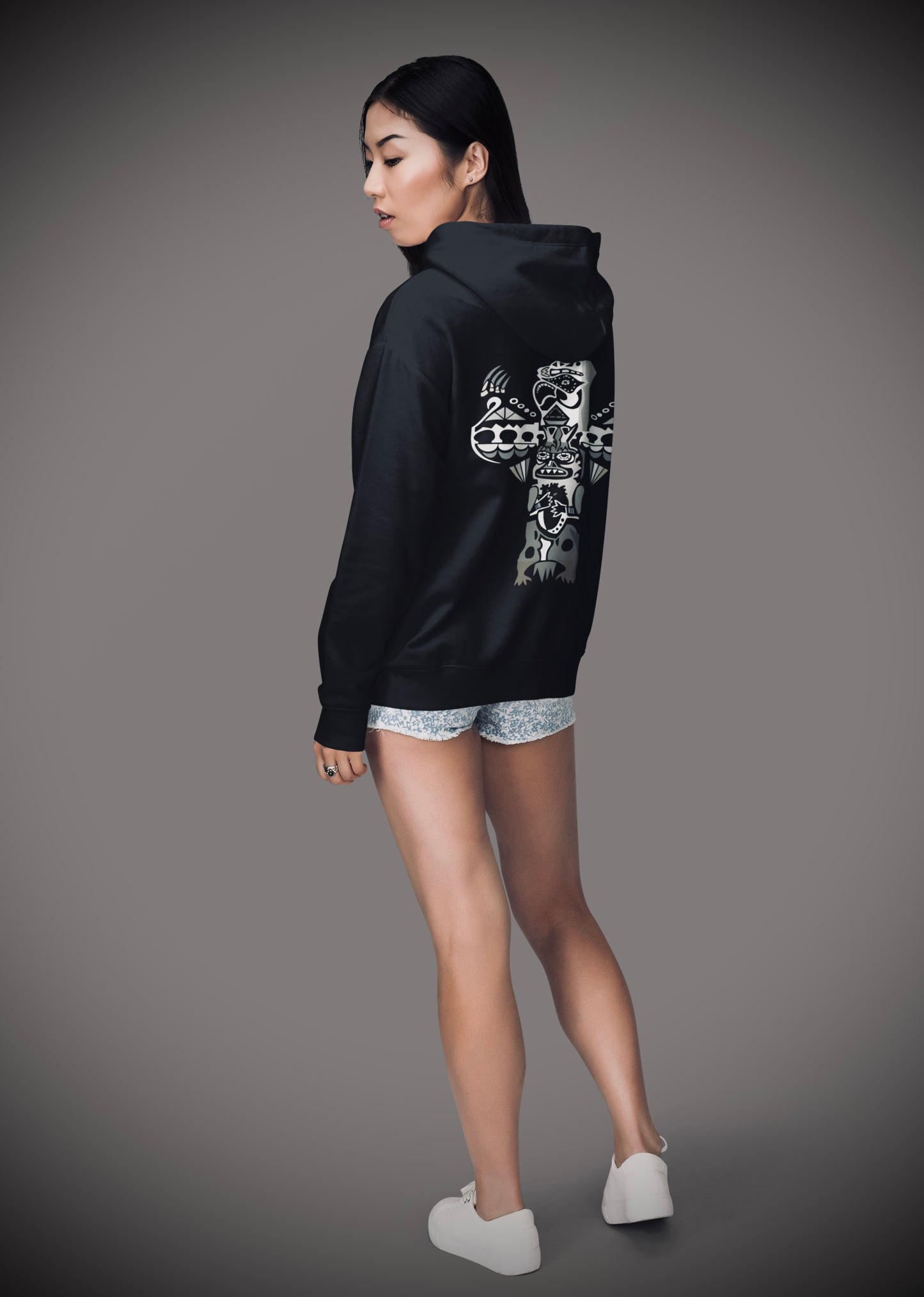 Eagle Totem (Noir) - Overcast Black Hoodie