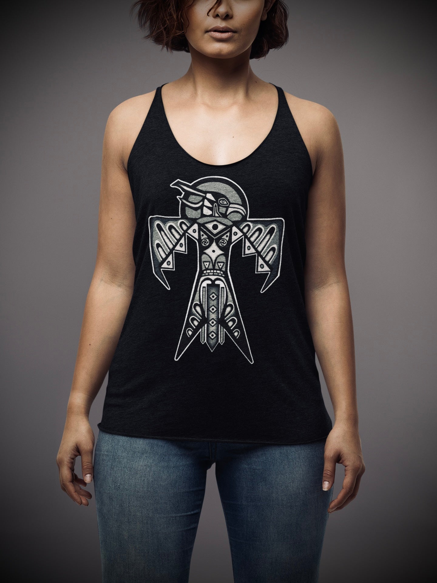 Thunderbird (Noir) - Vintage Black - Women's Racerback Tank
