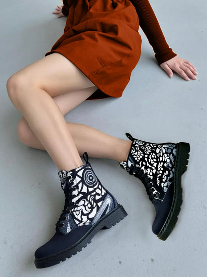 Wood & Sun (Noir) - Art Boots for Women