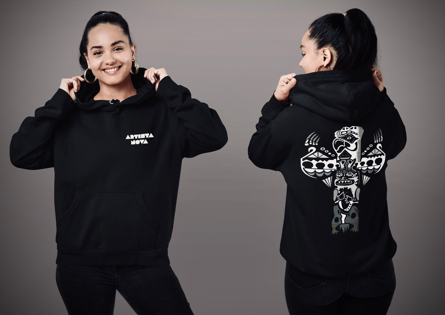 Eagle Totem (Noir) - Overcast Black Hoodie