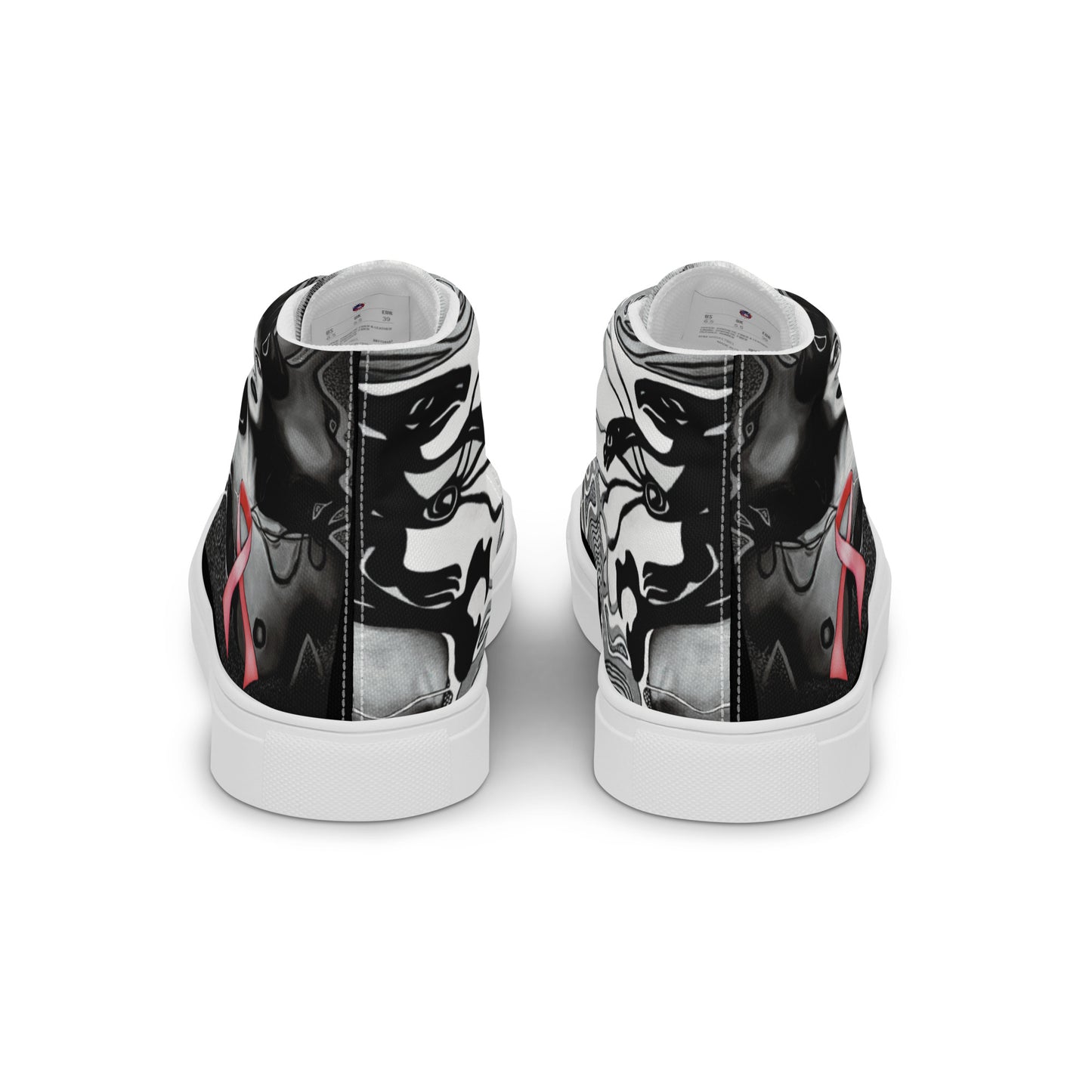 Pink Ribbon (Noir) - Men’s High Top Canvas Shoes