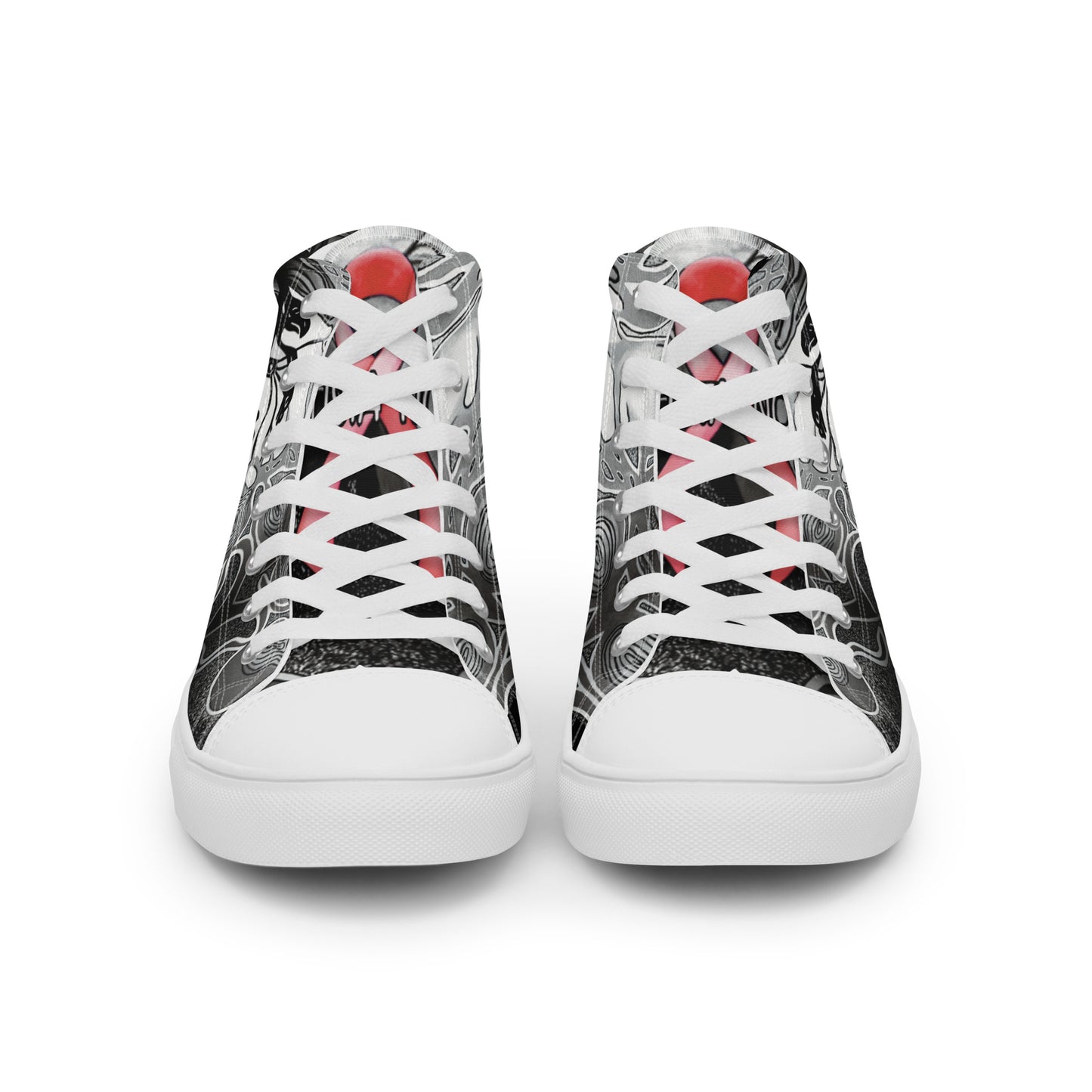 Pink Ribbon (Noir) - Men’s High Top Canvas Shoes