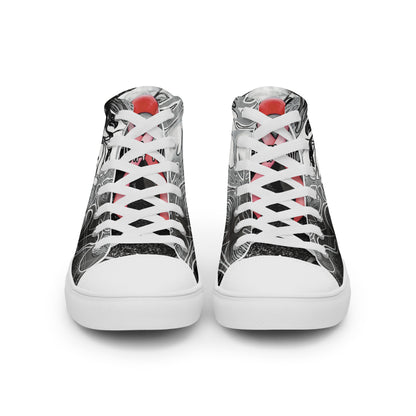 Pink Ribbon (Noir) - Men’s High Top Canvas Shoes