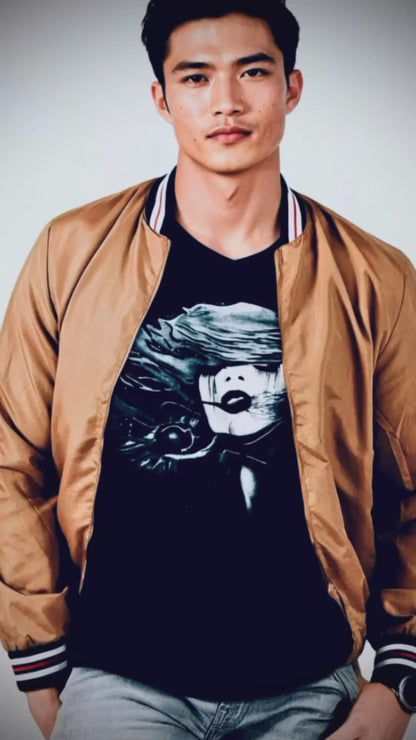 Fire (Noir) - Unisex Short Sleeve V-Neck Tee