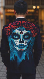 La Catrina Azul - Men's Navy Blue Suit Jacket