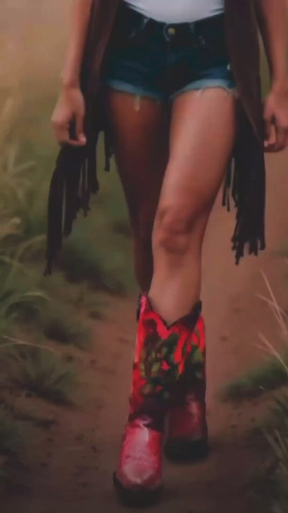 Serpent Moonrise - Women's Upcycled Cowboy Boots