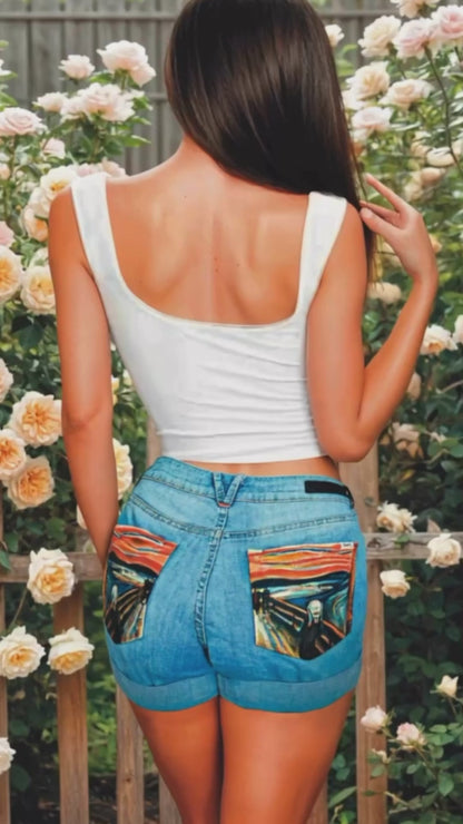 The Scream - Women's Denim Shorts