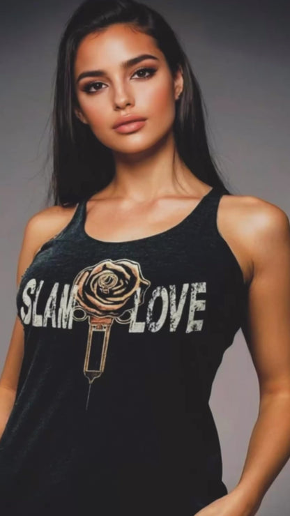 Slam Love - Gold Rose - Women's Racerback Tank - Vintage Black