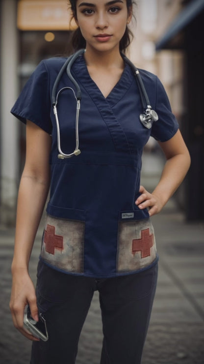 Grey’s Anatomy - Women's Vintage Red Cross Scrub Top
