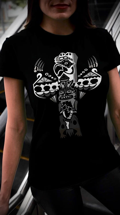 Eagle Totem (Noir) - Women's Relaxed Crew Neck