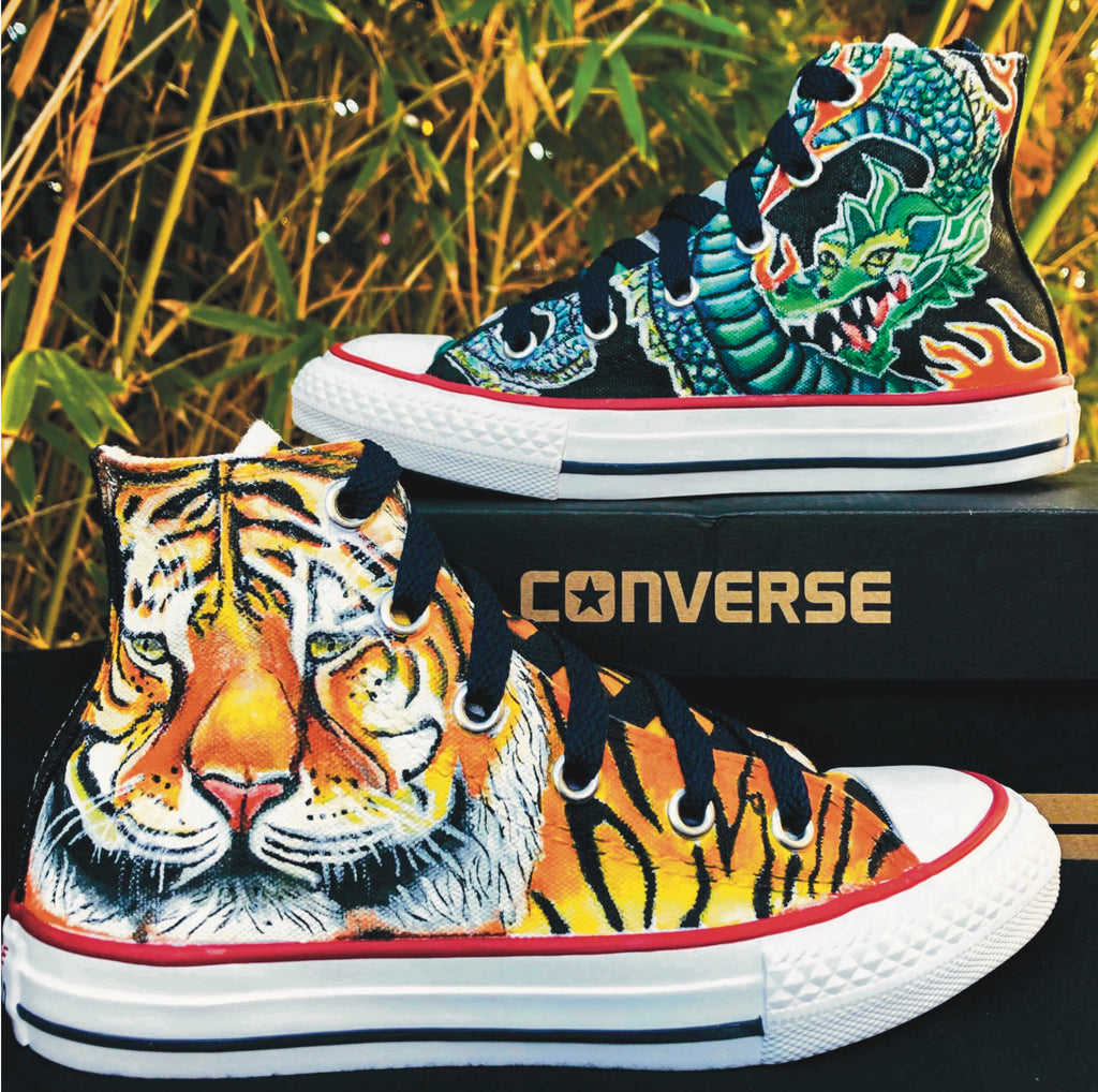 Tiger vs Dragon-Kids Converse High-Tops