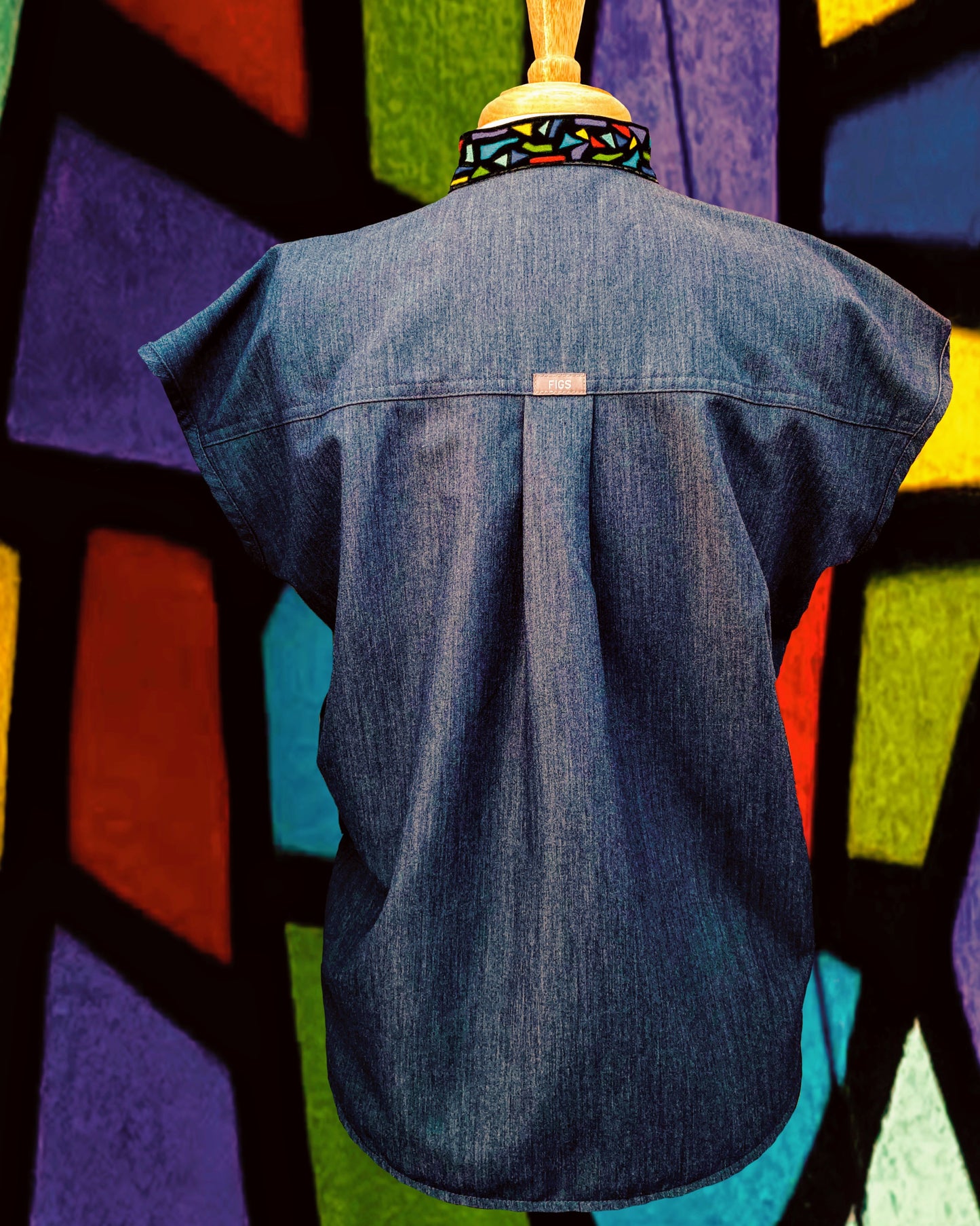 Figs - Stained Glass - Women’s Mandarin Scrub Top & YOLA 2.0 Tall Skinny Scrub Pants