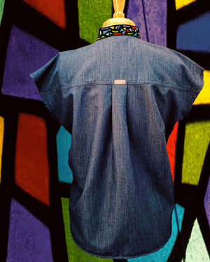 Figs: Stained Glass - Women’s Graphite Mandarin Scrub Top & YOLA 2.0 Tall Skinny Scrub Pants
