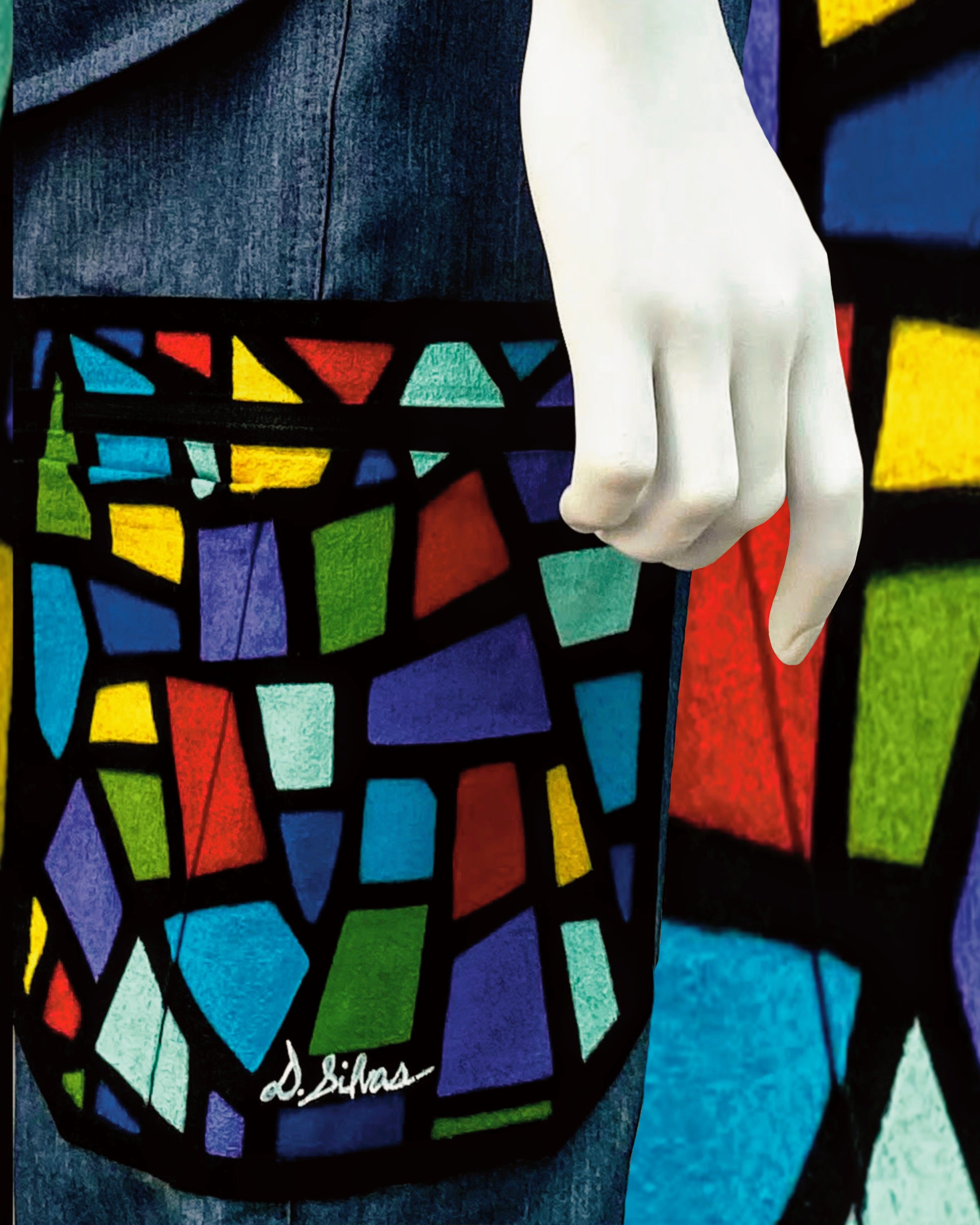 Women’s Stained Glass Mandarin Scrub Top & Skinny Scrub Pants