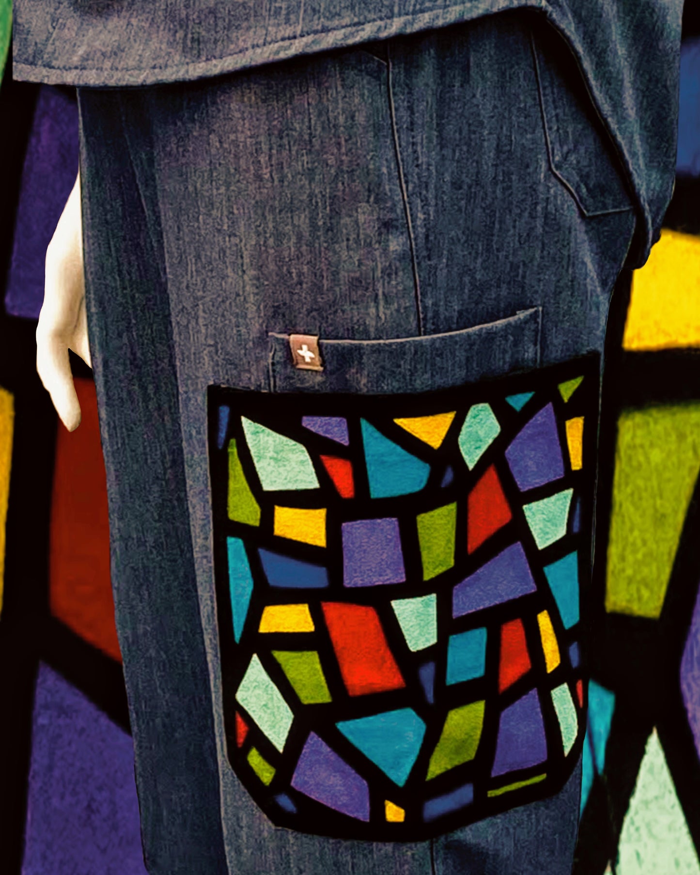 Figs - Stained Glass - Women’s Mandarin Scrub Top & YOLA 2.0 Tall Skinny Scrub Pants
