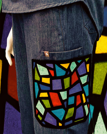 Figs - Stained Glass - Women’s Mandarin Scrub Top & YOLA 2.0 Tall Skinny Scrub Pants