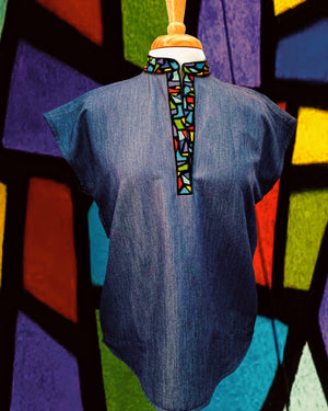 Figs: Stained Glass - Women’s Graphite Mandarin Scrub Top & YOLA 2.0 Tall Skinny Scrub Pants