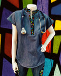 Figs: Stained Glass - Women’s Mandarin Scrub Top & YOLA 2.0 Tall Skinny Scrub Pants
